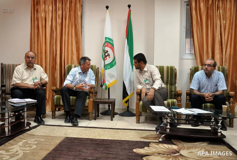 The President of the International Committee of the Red Cross (ICRC), Peter Maurer, visits Al-Shifa Hospital in Gaza City on Aug 05, 2014. ICRC spokesman in Gaza Nasser al-Naggar said Maurer would start his tour by visit...
