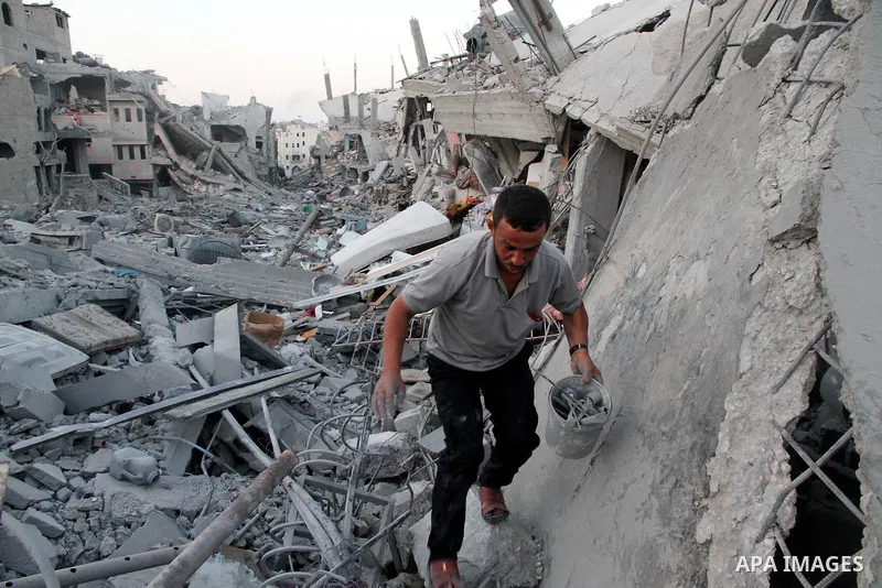 The ruins of destroyed houses are seen in the Shejaia neighbourhood, which witnesses said was heavily hit by Israeli shelling and air strikes during the Israeli offensive, in the east of Gaza City August 5, 2014. Israel...