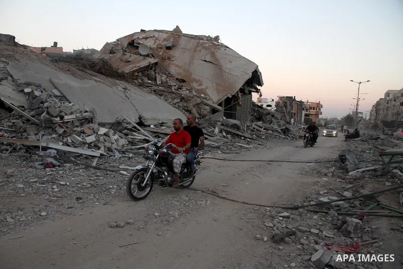 The ruins of destroyed houses are seen in the Shejaia neighbourhood, which witnesses said was heavily hit by Israeli shelling and air strikes during the Israeli offensive, in the east of Gaza City August 5, 2014. Israel...