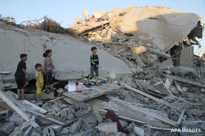 The ruins of destroyed houses are seen in the Shejaia neighbourhood, which witnesses said was heavily hit by Israeli shelling and air strikes during the Israeli offensive, in the east of Gaza City August 5, 2014. Israel...