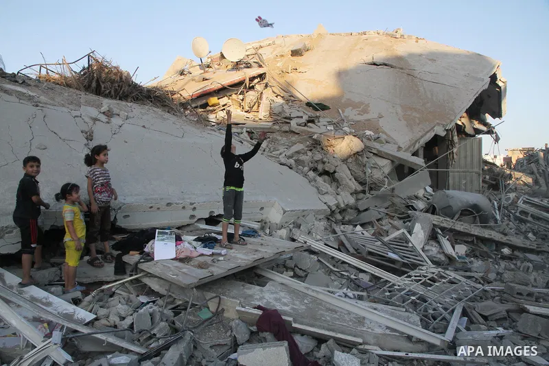 The ruins of destroyed houses are seen in the Shejaia neighbourhood, which witnesses said was heavily hit by Israeli shelling and air strikes during the Israeli offensive, in the east of Gaza City August 5, 2014. Israel...