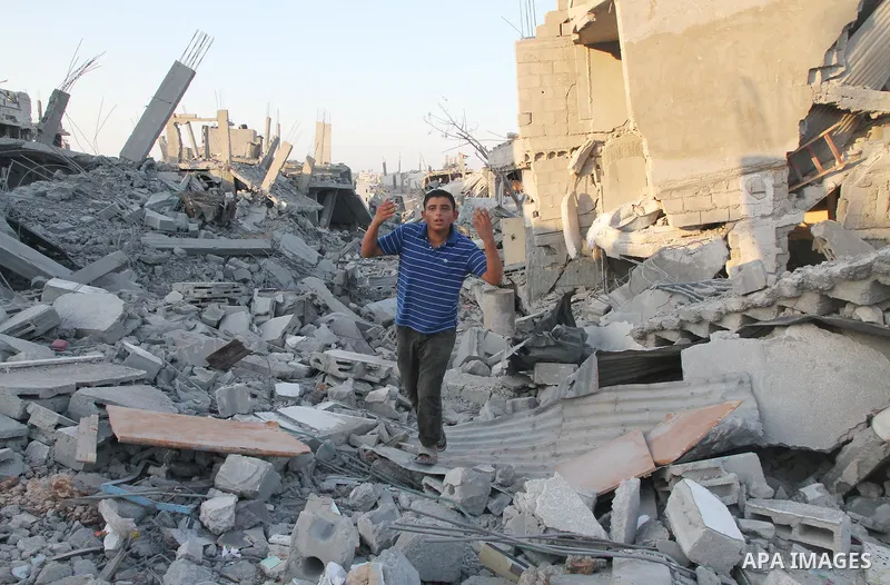The ruins of destroyed houses are seen in the Shejaia neighbourhood, which witnesses said was heavily hit by Israeli shelling and air strikes during the Israeli offensive, in the east of Gaza City August 5, 2014. Israel...