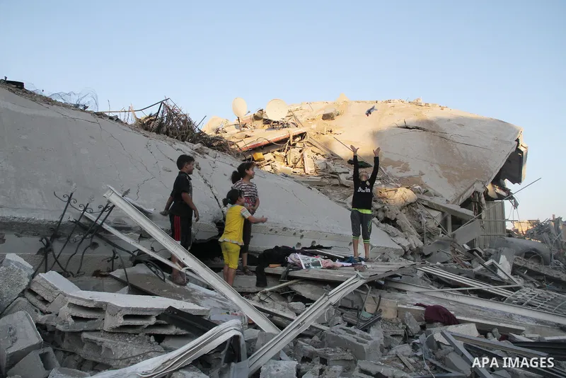 The ruins of destroyed houses are seen in the Shejaia neighbourhood, which witnesses said was heavily hit by Israeli shelling and air strikes during the Israeli offensive, in the east of Gaza City August 5, 2014. Israel...
