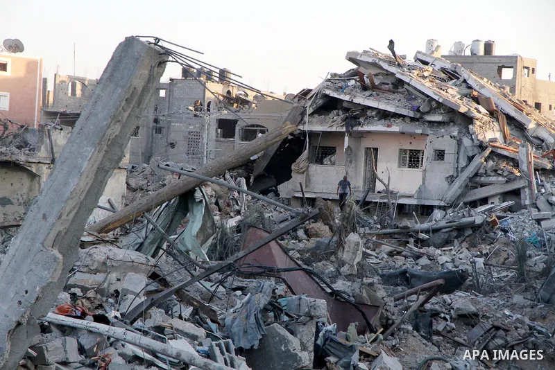 The ruins of destroyed houses are seen in the Shejaia neighbourhood, which witnesses said was heavily hit by Israeli shelling and air strikes during the Israeli offensive, in the east of Gaza City August 5, 2014. Israel...