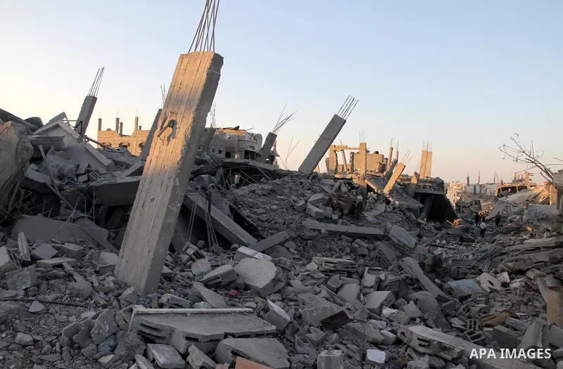 The ruins of destroyed houses are seen in the Shejaia neighbourhood, which witnesses said was heavily hit by Israeli shelling and air strikes during the Israeli offensive, in the east of Gaza City August 5, 2014. Israel...