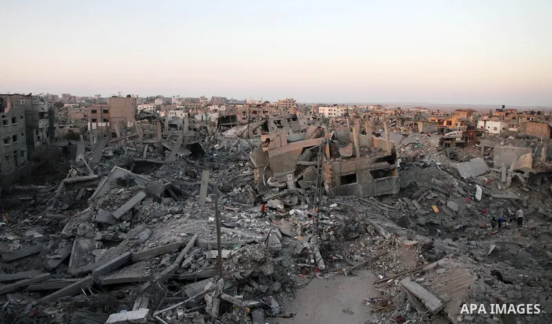 The ruins of destroyed houses are seen in the Shejaia neighbourhood, which witnesses said was heavily hit by Israeli shelling and air strikes during the Israeli offensive, in the east of Gaza City August 5, 2014. Israel...