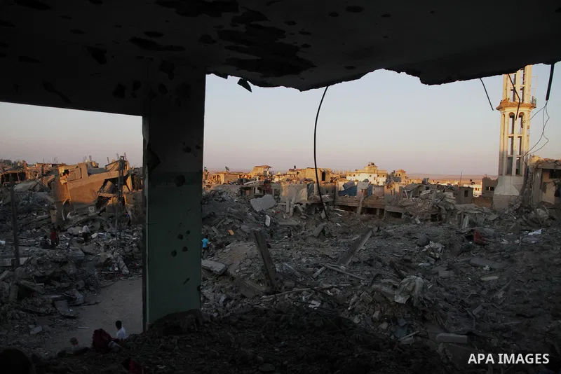 The ruins of destroyed houses are seen in the Shejaia neighbourhood, which witnesses said was heavily hit by Israeli shelling and air strikes during the Israeli offensive, in the east of Gaza City August 5, 2014. Israel...