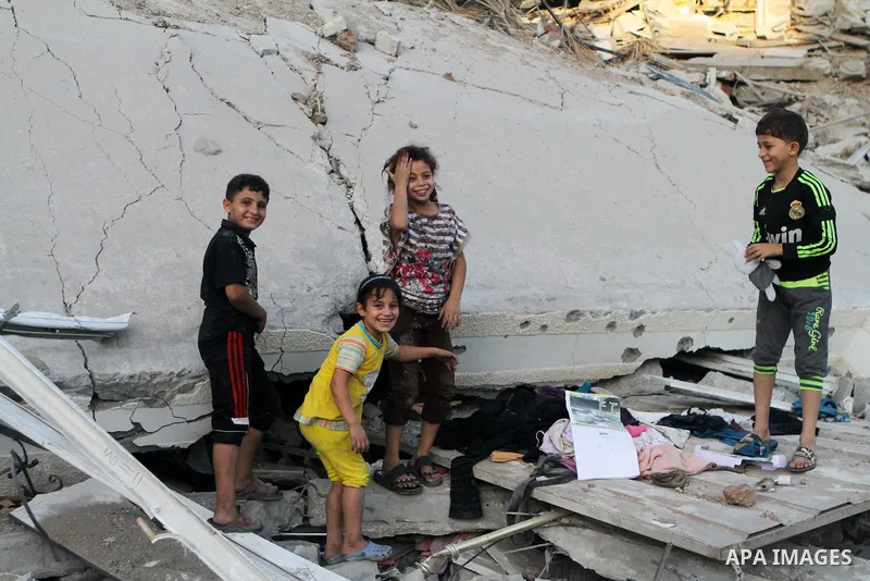The ruins of destroyed houses are seen in the Shejaia neighbourhood, which witnesses said was heavily hit by Israeli shelling and air strikes during the Israeli offensive, in the east of Gaza City August 5, 2014. Israel...