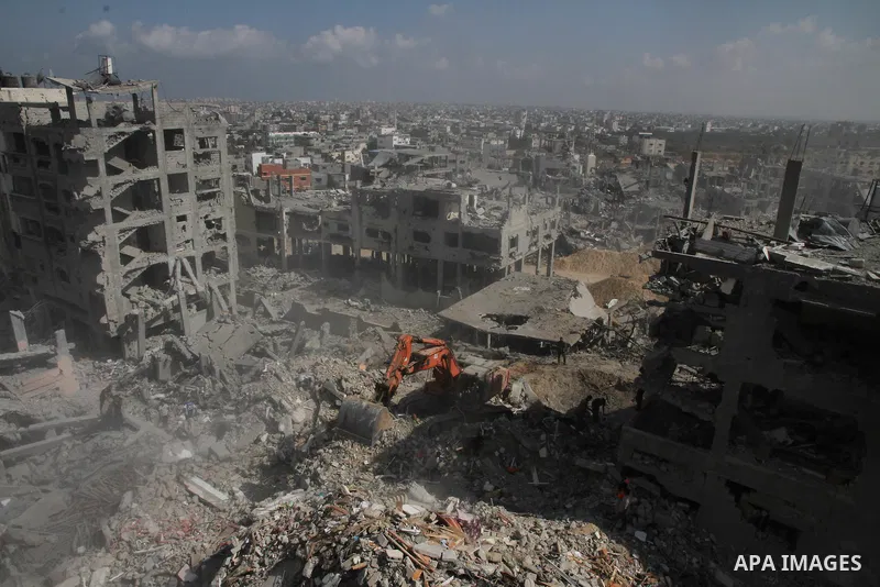 A general view shows the destruction in part of Gaza City's al-Tufah neighbourhood as the fragile ceasefire in the Gaza Strip entered a second day on August 6, 2014 while Israeli and Palestinian delegations prepared for...