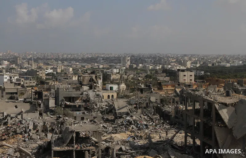 A general view shows the destruction in part of Gaza City's al-Tufah neighbourhood as the fragile ceasefire in the Gaza Strip entered a second day on August 6, 2014 while Israeli and Palestinian delegations prepared for...