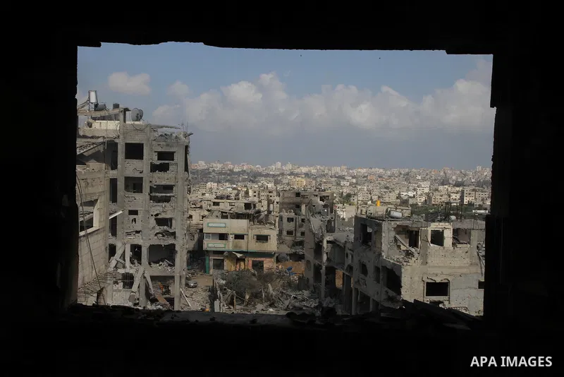 A general view shows the destruction in part of Gaza City's al-Tufah neighbourhood as the fragile ceasefire in the Gaza Strip entered a second day on August 6, 2014 while Israeli and Palestinian delegations prepared for...