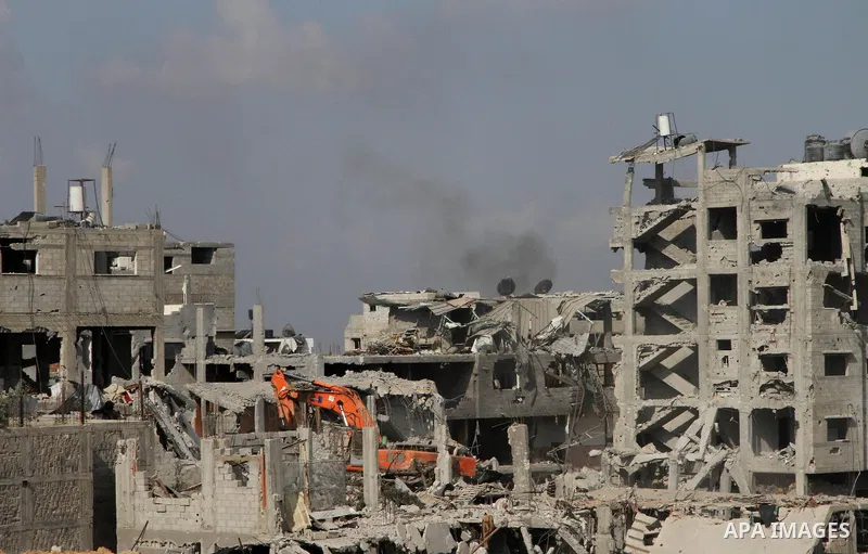 A general view shows the destruction in part of Gaza City's al-Tufah neighbourhood as the fragile ceasefire in the Gaza Strip entered a second day on August 6, 2014 while Israeli and Palestinian delegations prepared for...