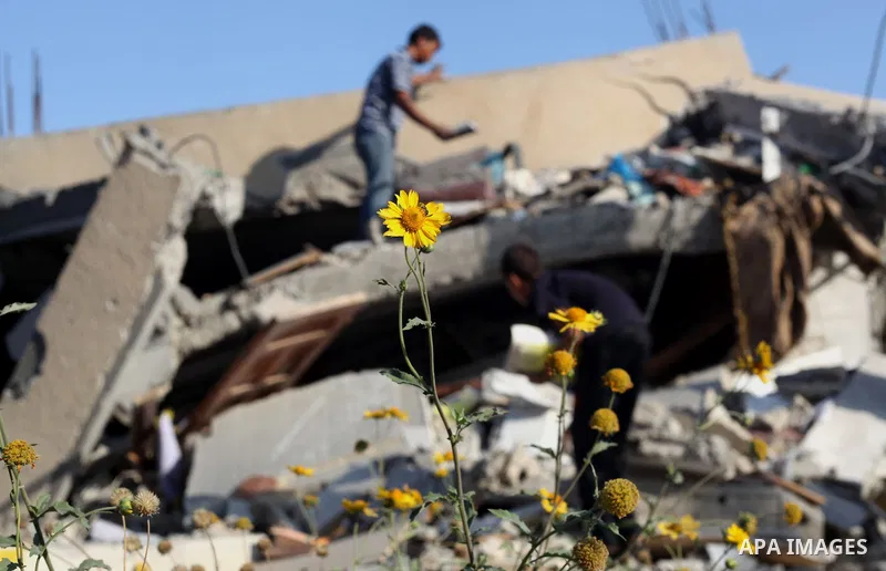 Palestinians inspect the remains of a mosque , which witnesses said was destroyed in an Israeli air strike, in Khan Younis in the southern Gaza strip August 23, 2014. Hamas-led gunmen in Gaza executed 18 Palestinians acc...