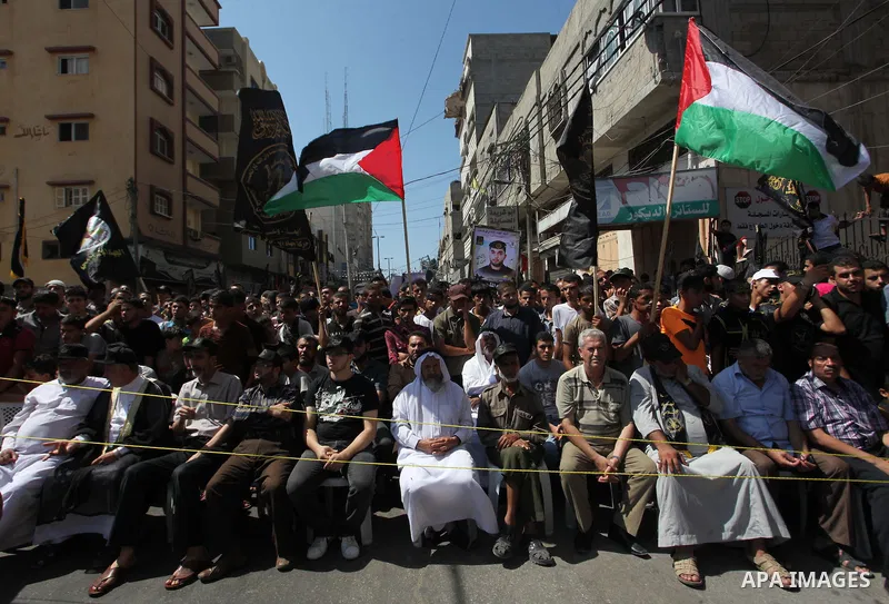 Leaders of the Al-Quds Brigades, the armed wing of the Islamic Jihad movement, participating in a military parade, what they say was a victory over Israel following a ceasefire in Gaza City August 29, 2014. An open-ended...