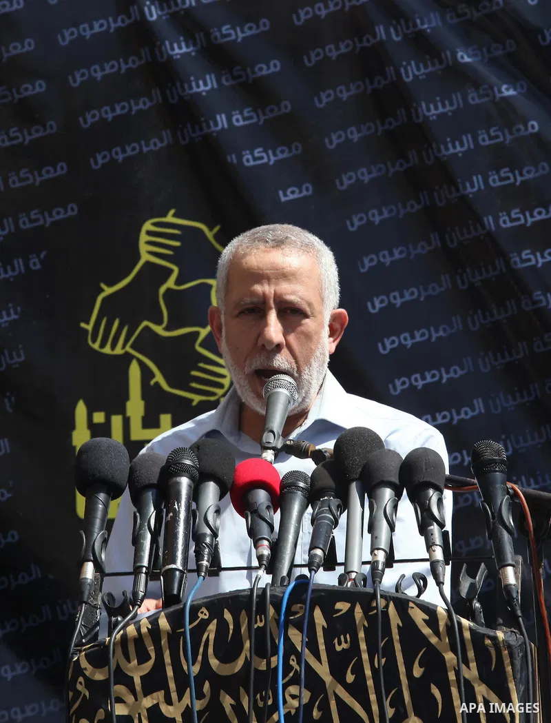 Member of the Political Bureau of the Islamic Jihad movement, Mohammed al-Hindi speaks during a rally celebrating what they say was a victory over Israel following a ceasefire in Gaza City August 29, 2014. An open-ended...