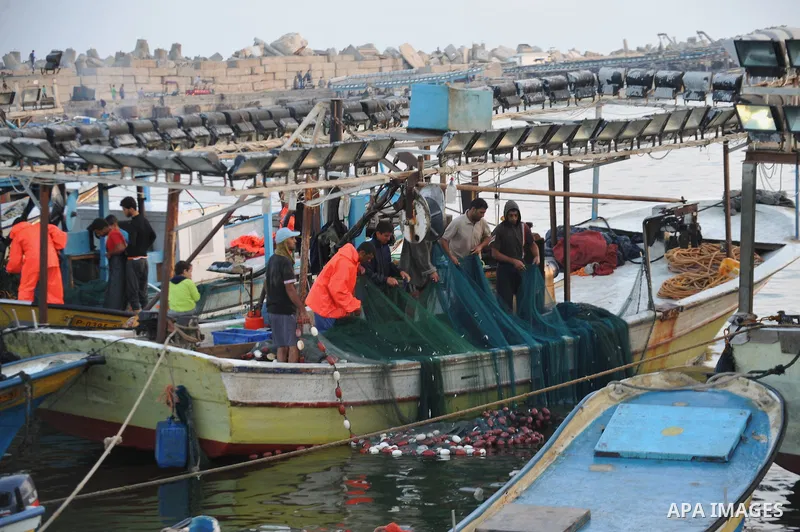 Palestinian fishermen clean their boats at Gaza's seaport in Gaza City early on August 29, 2014. Israel and Hamas accepted an Egyptian proposal for a long-term ceasefire in war-torn Gaza on August 26 in a move to end 50...