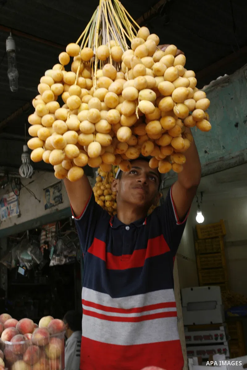 A Palestinian vendor sells Dates at his shop in Rafah in the southern Gaza Strip, o n Sep. 01, 2014. Calm returned to the coastal enclave in a August 26 ceasefire, and Gazans were gradually starting to rebuild their live...