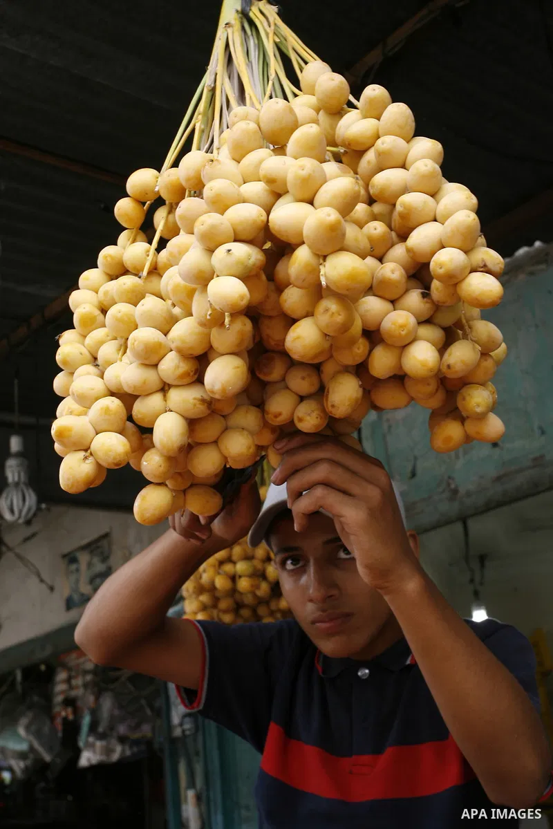 A Palestinian vendor sells Dates at his shop in Rafah in the southern Gaza Strip, o n Sep. 01, 2014. Calm returned to the coastal enclave in a August 26 ceasefire, and Gazans were gradually starting to rebuild their live...