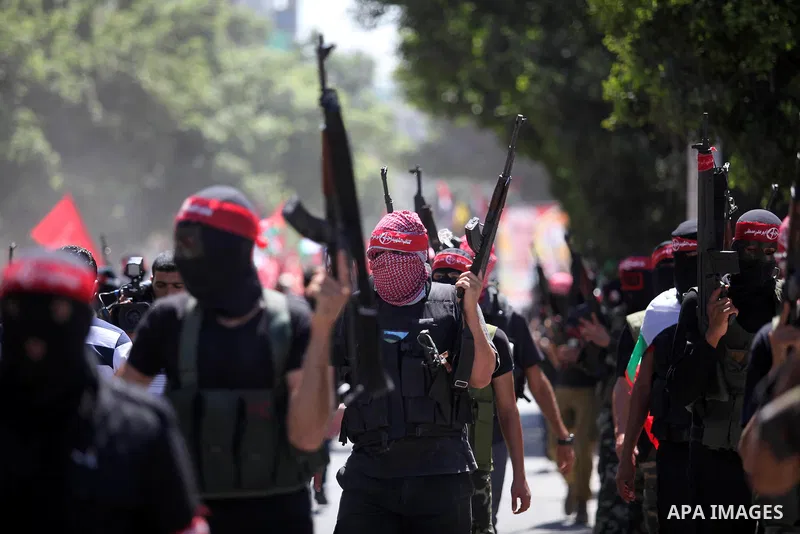 Palestinian militants from the Popular Front for the Liberation of Palestinian (PFLP) take part in a military show in Gaza City September 2, 2014. An open-ended ceasefire between Israel and Hamas-led Gaza militants, medi...