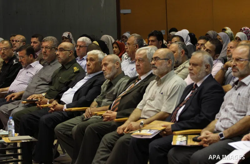 Palestinians attend the conference about " The future of the Palestinian issue after the victory of Gaza " in Gaza city on Sep. 07, 2014. Calm returned to the coastal enclave in a August 26 ceasefire, and Gazans were gra...
