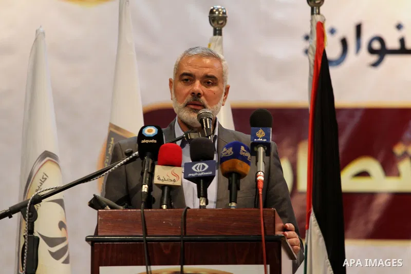 Senior leader of Hamas Ismail Haniyeh speaks during a conference about " The future of the Palestinian issue after the victory of Gaza " in Gaza city on Sep. 07, 2014. Calm returned to the coastal enclave in a August 26...
