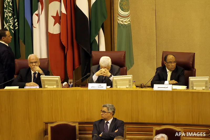 Saeb Erakat, top Palestinian negotiator, and Palestinian President Mahmoud Abbas attend the 142nd Arab League Foreign Ministers' meeting at the League's headquarters in Cairo, Egypt, 07 September 2014. According to media...