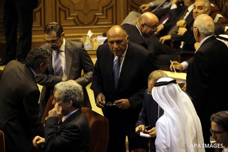 Egyptian Foreign Minister Sameh Shoukri arrives the 142nd Arab League Foreign Ministers' meeting at the League's headquarters in Cairo, Egypt, 07 September 2014. According to media sources among other topic the ministers...