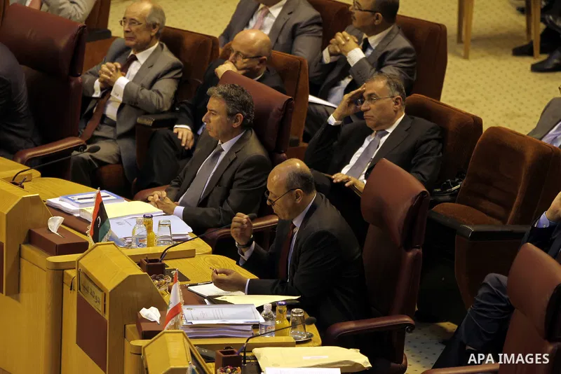 Foreign ministers of the Arab League take part in an emergency meeting at the league's headquarters in Cairo September 7, 2014. According to media sources among other topic the ministers will be discussing are the ongoin...