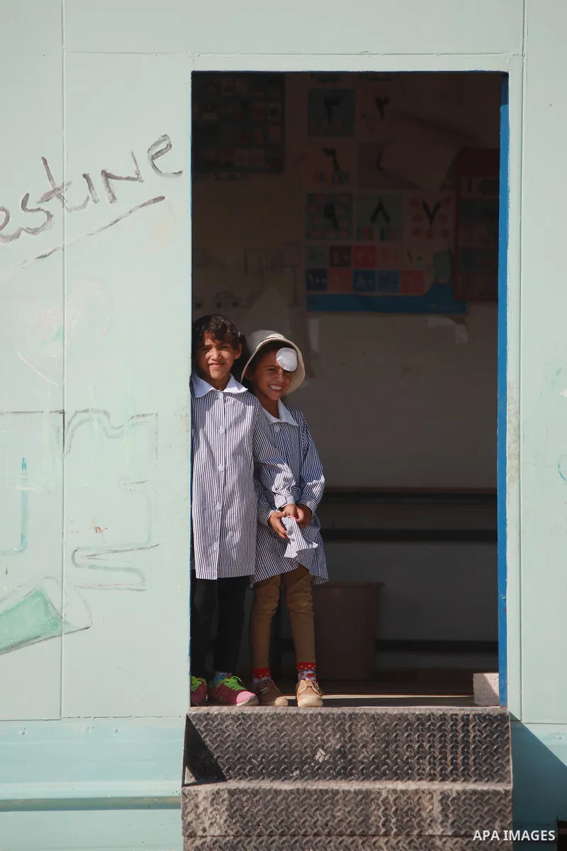 Palestinian Bedouin Students learn at Arab Al-Ka'abneh school in Al-Mu'arrajat area near the West Bank city of Jericho, on Sep. 08, 2014. Dozens of Palestinian children in the ramshackle Bedouin community outside Jerusal...