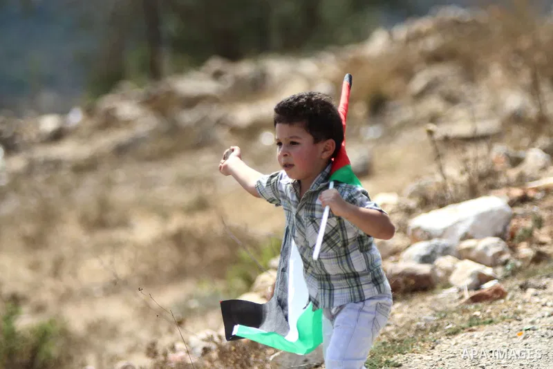 A Palestinian boy throws a stone at Israeli troops during clashes at a weekly protest against Jewish settlements, in the West Bank village of Nabi Saleh, near Ramallah, September 12,2014. Photo by Shadi Hatem