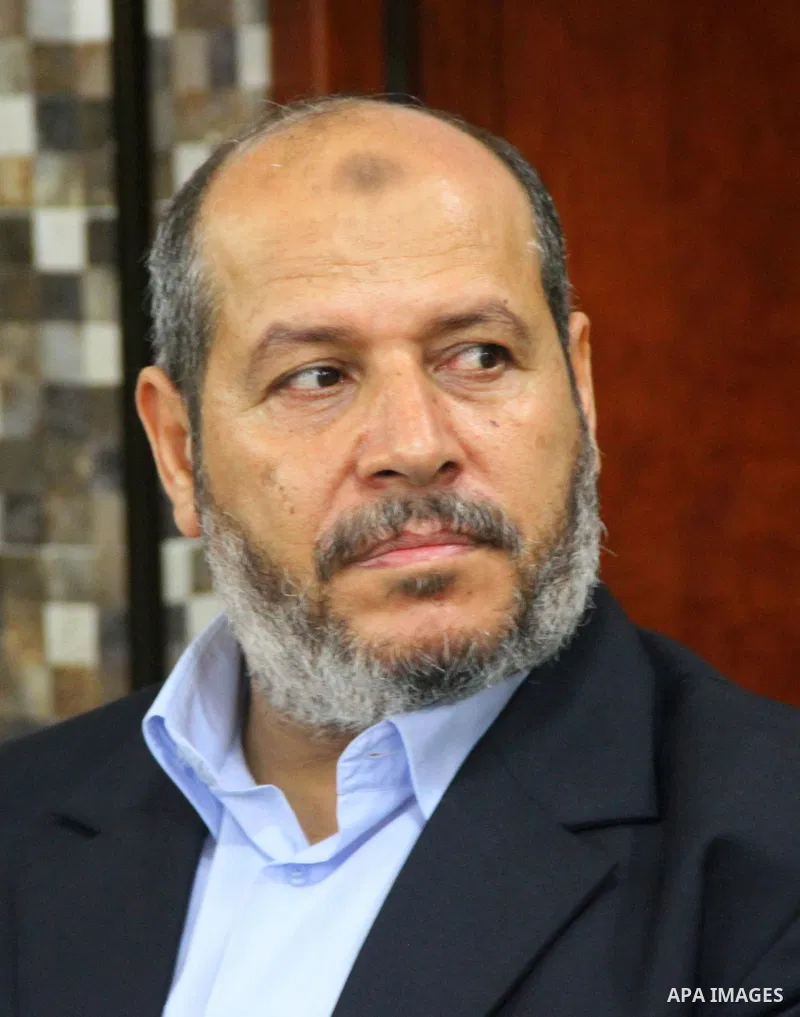 Senior Hamas leader Khalil al-Hayya speaks during his inspection visit to Rafah in the southern Gaza Strip, on September 12, 2014. Hamas's exiled deputy leader said Wednesday that indirect talks with Israel to consolidat...