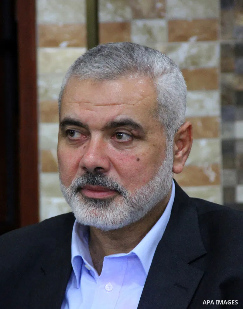 Senior leader of Hamas Ismail Haniyeh gets welcome during his inspection visit to Rafah in the southern Gaza Strip, on September 12, 2014. Hamas's exiled deputy leader said Wednesday that indirect talks with Israel to co...