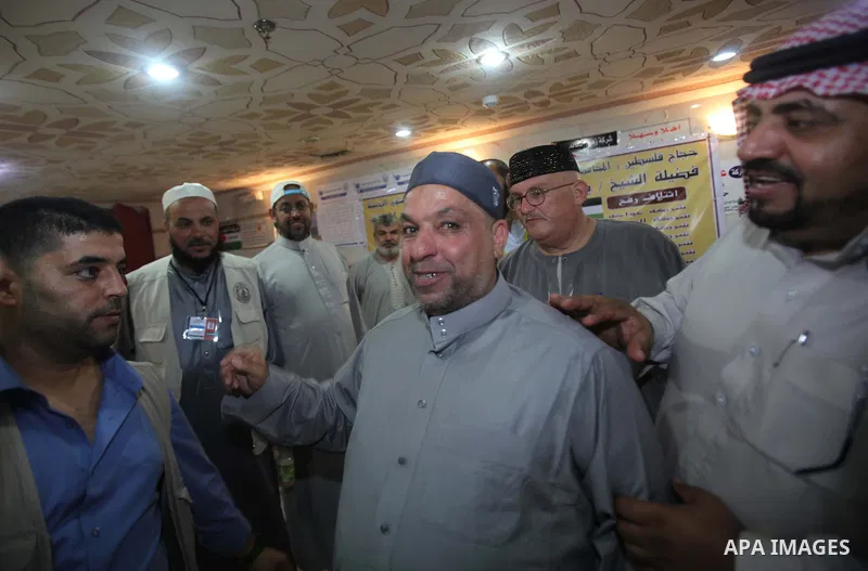 Saudi Arabian of Minister of Awqaf and Religious Affairs, Youssef Dais visits the Palestinian Muslim pilgrims during the annual Hajj in Mecca, Saudi Arabia, Sept. 24, 2014. pilgrims are converging on Saudi Arabia for the...