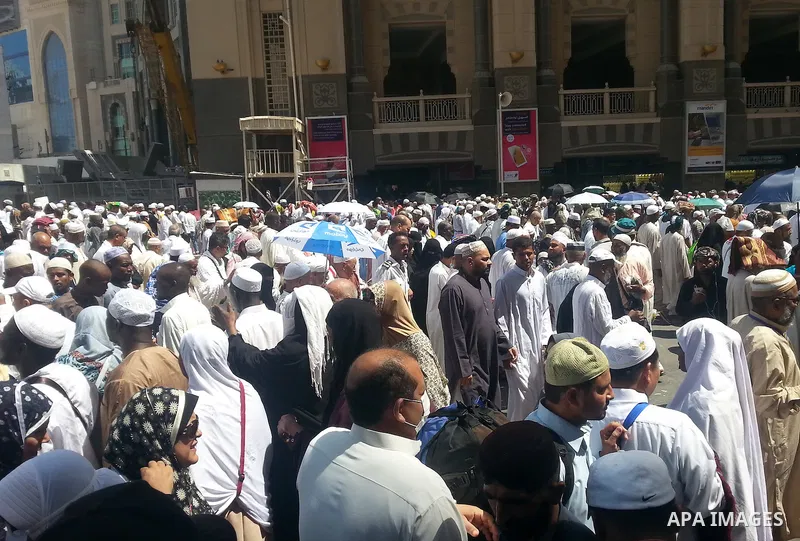 Muslim pilgrims attend Friday prayers at the Haram Sharif Great Mosque, during the Muslim's Hajj 2014 pilgrimage, in Mecca, Saudi Arabia, 26 September 2014. According to the Muslims holly book the Koran, the Kaaba was bu...