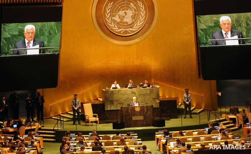 Palestinian President Mahmoud Abbas speaks at the 69th United Nations General Assembly on September 26, 2014 in New York City. Abbas returned to the United Nations General Assembly Friday, where he demonized Israel for t...