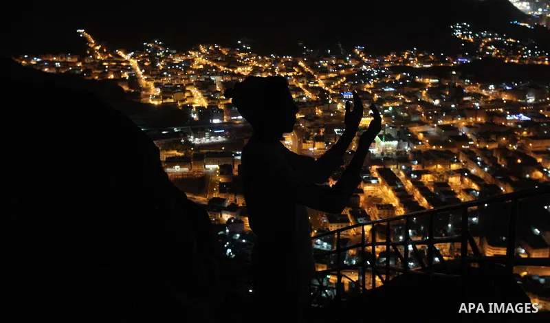 Muslim pilgrims pray at Mount Al-Noor during the annual haj pilgrimage in Mecca, on September 29, 2014, Mount Al-Noor houses Ghar-E-Hira or Hira cave, where Prophet Mohammad is said to have spent a great deal of time in...