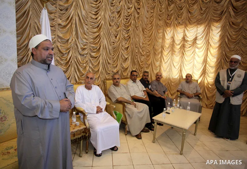 Saudi Arabian of Minister of Awqaf and Religious Affairs, Youssef Dais visits the Muslim pilgrims during the annual Hajj in Mecca, Saudi Arabia, October 2, 2014. pilgrims are converging on Saudi Arabia for the annual haj...