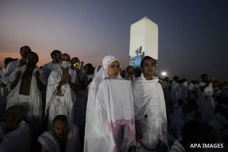 Muslim pilgrims gather on Mount Arafat, near Mecca, as they take part in one of the Hajj rituals on October 3, 2014. The pilgrims perform a series of rituals during the annual Hajj. They circumambulate the kaaba seven ti...