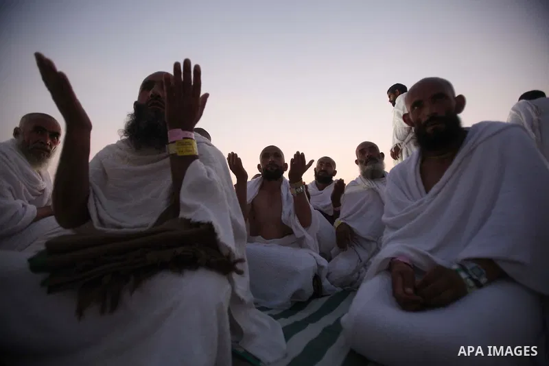 Muslim pilgrims pray on Mount Arafat, near Mecca, as they take part in one of the Hajj rituals on October 3, 2014. The pilgrims perform a series of rituals during the annual Hajj. They circumambulate the kaaba seven time...