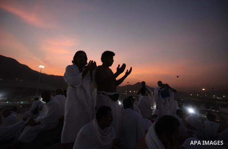 Muslim pilgrims pray on Mount Arafat, near Mecca, as they take part in one of the Hajj rituals on October 3, 2014. The pilgrims perform a series of rituals during the annual Hajj. They circumambulate the kaaba seven time...