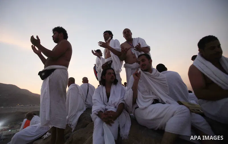 Muslim pilgrims pray on Mount Arafat, near Mecca, as they take part in one of the Hajj rituals on October 3, 2014. The pilgrims perform a series of rituals during the annual Hajj. They circumambulate the kaaba seven time...