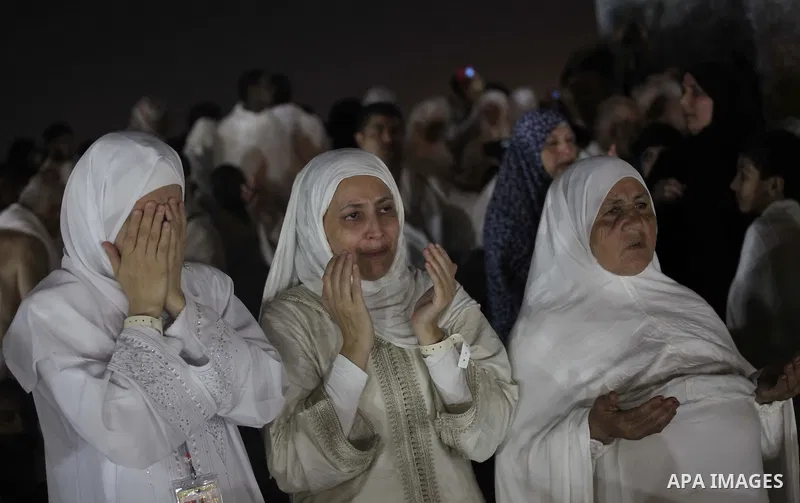 Muslim pilgrims pray on Mount Arafat, near Mecca, as they take part in one of the Hajj rituals on October 3, 2014. The pilgrims perform a series of rituals during the annual Hajj. They circumambulate the kaaba seven time...