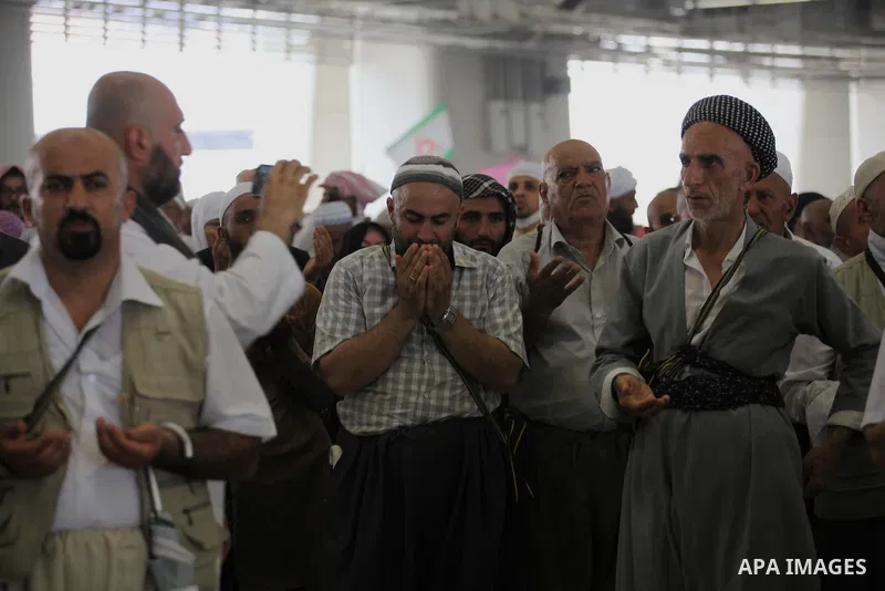 Muslim pilgrims arrive to cast stones at a pillar, symbolizing the stoning of Satan, in a ritual called "Jamarat," a rite of the annual hajj, in Mina near the holy city of Mecca on October 05, 2014. The pilgrims perform...