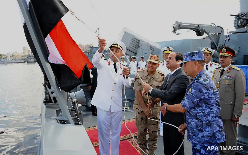 Egypt's President Abdel Fattah al-Sisi attends a Naval exercise in Cairo, Egypt, on October 21, 2014. apaimages/Egyptian Presidency