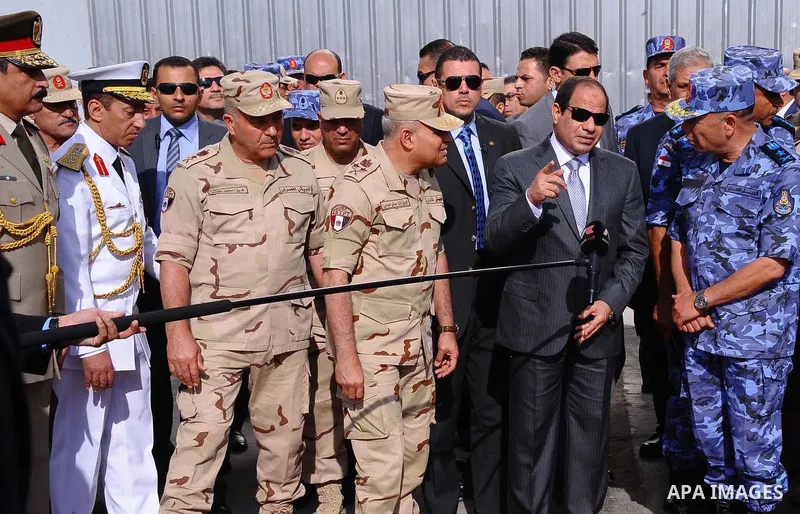 Egypt's President Abdel Fattah al-Sisi attends a Naval exercise in Cairo, Egypt, on October 21, 2014. apaimages/Egyptian Presidency
