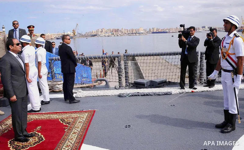 Egypt's President Abdel Fattah al-Sisi attends a Naval exercise in Cairo, Egypt, on October 21, 2014. apaimages/Egyptian Presidency