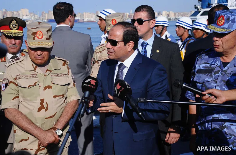 Egypt's President Abdel Fattah al-Sisi attends a Naval exercise in Cairo, Egypt, on October 21, 2014. apaimages/Egyptian Presidency