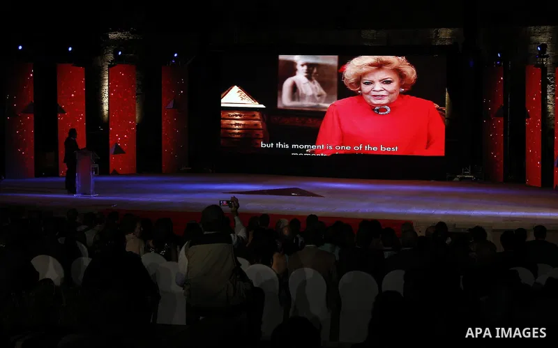 Egyptian actors attend the opening ceremony of the 36th Cairo International Film Festival in the Egyptian capital on November 9, 2014. Photo by Amr Sayed