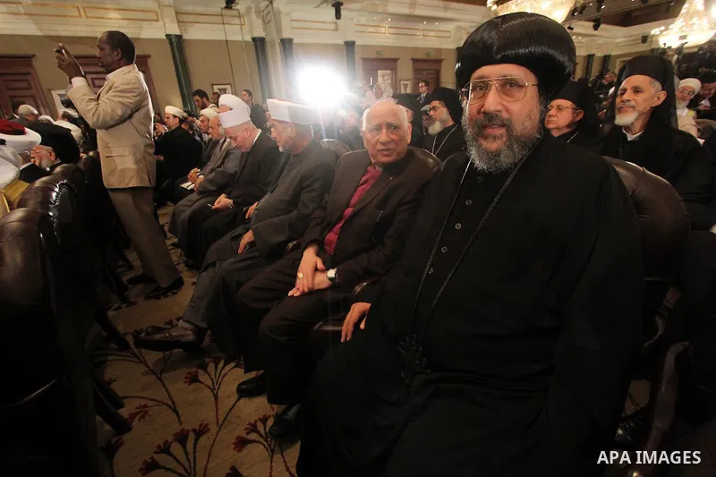 Muslim scholars and popes of eastern churches attend the conference "Azhar in the face of terrorism and extremism" in Cairo, December 3, 2014. Grand Imam of Egypt s al-Azhar Institution Ahmed al-Tayeb addressed a two-day...