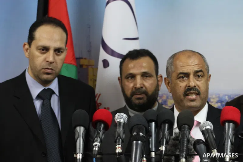 Former head of the union staff in Gaza, Mohammed Siam speaks during a press conference in Gaza city, on December 31, 2014. Photo by Mohammed Asad